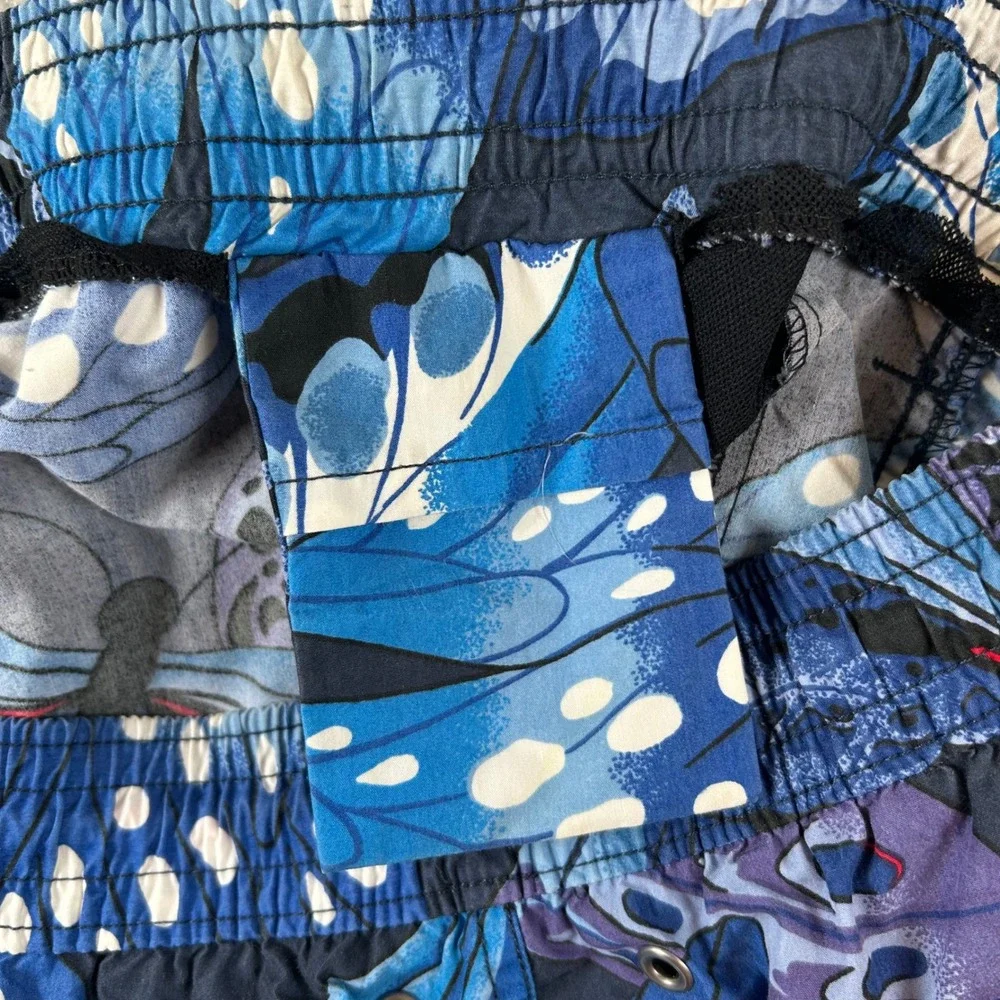 VTG Polo Ralph Lauren Swim Trunks Mens XL Blue Butterfly Wing Print Mesh Lined 5
